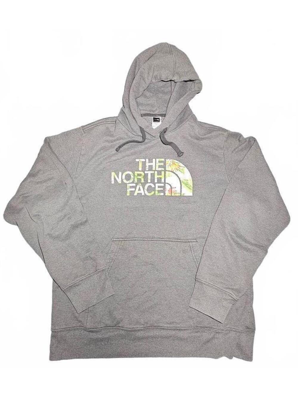 The North Face Men's Gray Hoodie with Tropical Logo Large